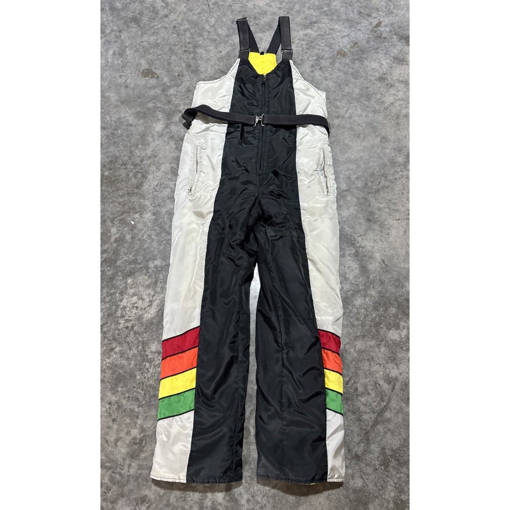 VTG John Deere 70s Ski Snowsuit Bib Overalls Rasta Stripe Retro USA